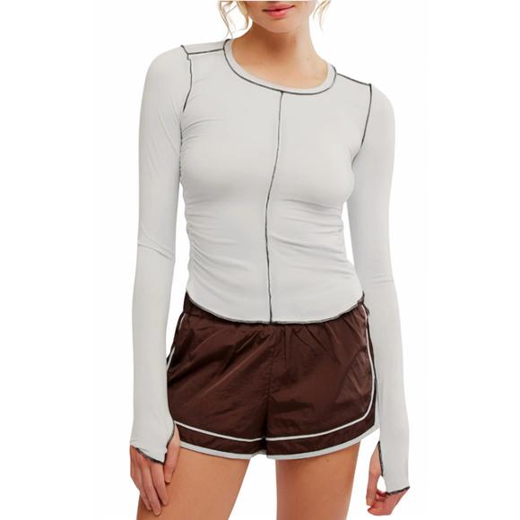 NEW FREE PEOPLE right on run long sleeve top in artic snow - Picture 1 of 3